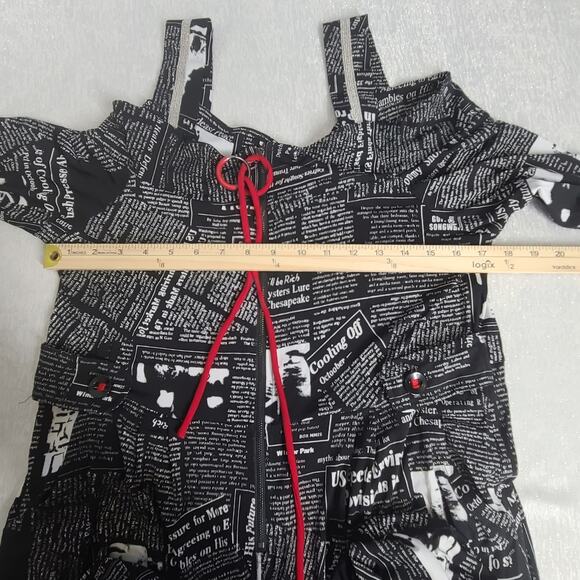 IC By Connie K Newspaper print women's jumpsuit Harem pants Medium Art to Wear - Picture 8 of 15